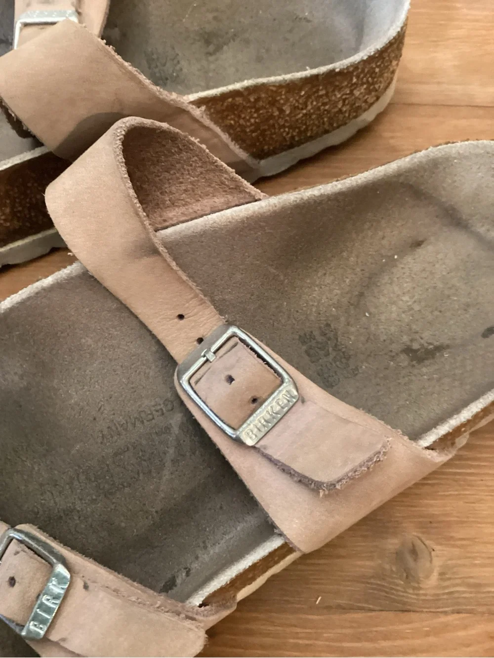 Birkenstock Taupe Leather Adjustable Strap Sandals - Picture 2 of 4